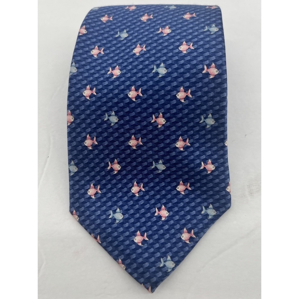 Faberge Necktie Handmade In USA Fish Aquatic Themed 3.75" Wide 59.5" Long